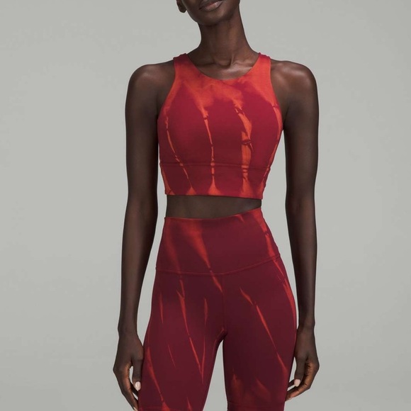 Lululemon Wunder Train Longline Sports Bra Size 4 Rust TieDye Padded Racerback - Picture 1 of 3